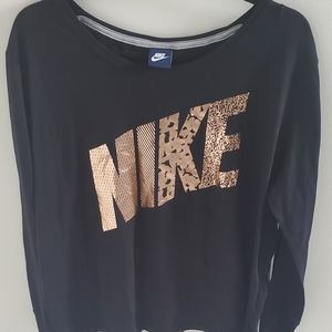 Nike Gold Foil Logo Tshirt Long Sleeve
